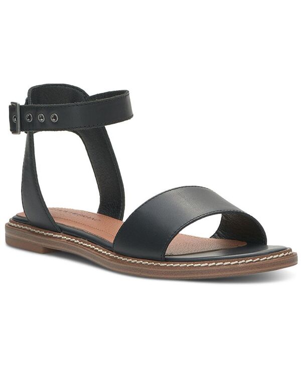 ラッキーブランド レディース シューズ サンダル アンクル Lucky Brand Women's Kimaya Ankle-Strap Flat Sandals Black Leather ブラック