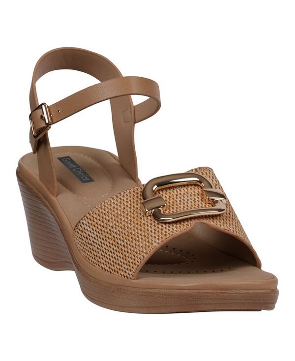ジーシーシューズ レディース シューズ サンダル アンクル GC Shoes Women's Fia Ankle Strap Wedge Sandals Natural|ReVida 店