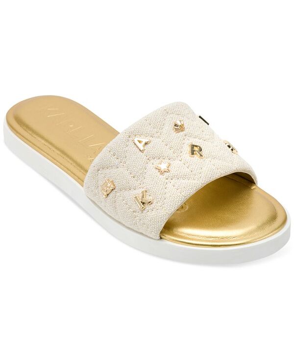 カール ラガーフェルド レディース シューズ サンダル KARL LAGERFELD PARIS Women's Carenza Studded Slide Sandals Natural/ Gold ゴールド
