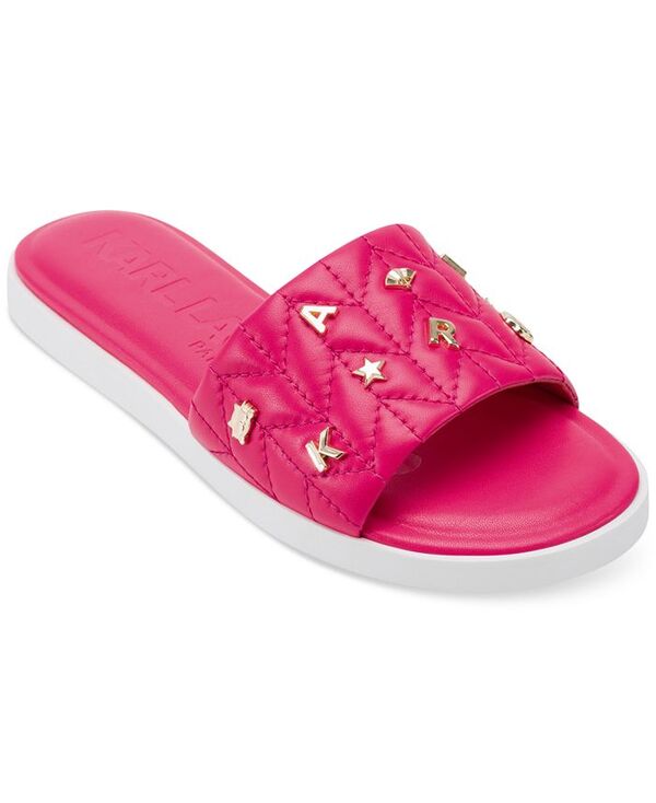 カール ラガーフェルド レディース シューズ サンダル KARL LAGERFELD PARIS Women's Carenza Studded Slide Sandals Teaberry