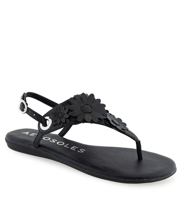 エアロソールズ レディース シューズ サンダル Aerosoles Women's Connie Round Toe Flat Sandals Black Faux Leather ブラック 10,715円
