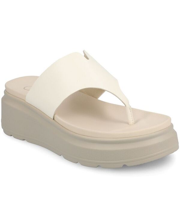 ジュルネ コレクション レディース シューズ サンダル プラットフォーム Journee Collection Women's Carah Thong Platform Wedge Sandals White ホワイト