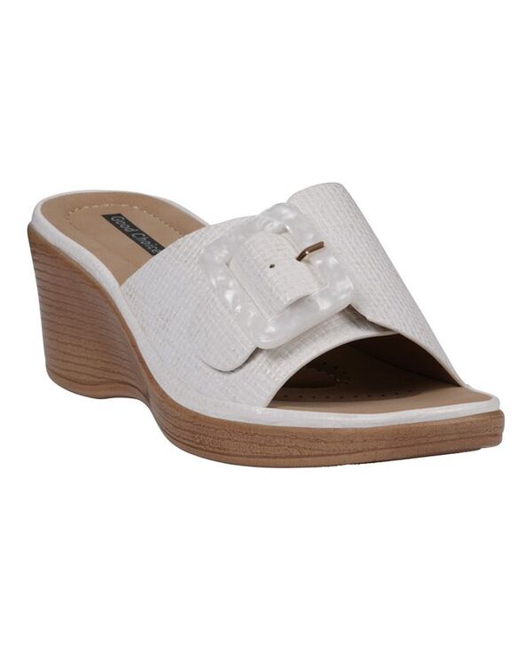 ジーシーシューズ レディース シューズ サンダル GC Shoes Women's Teri Buckle Wedge Sandals White ホワイト