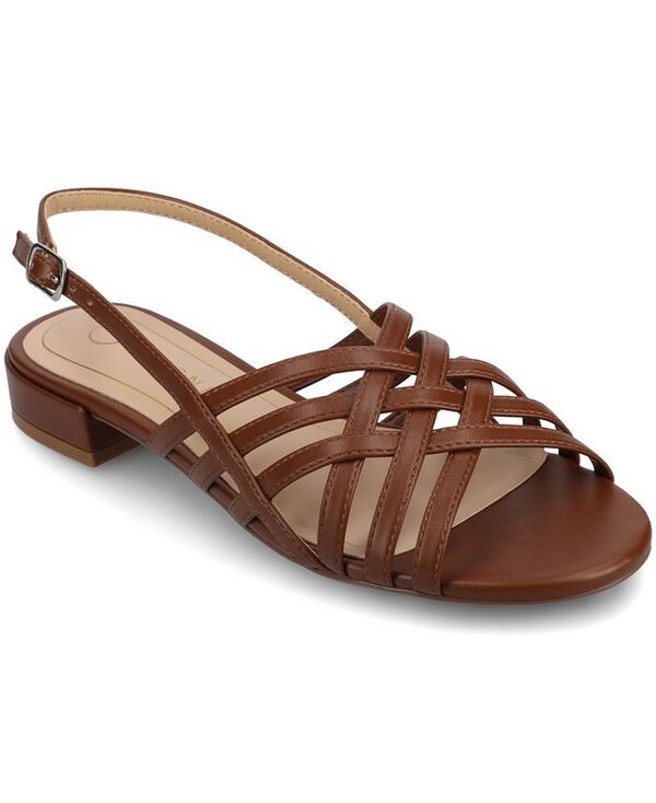 ジュルネ コレクション レディース シューズ サンダル Journee Collection Women's Cassandra Woven Slingback Flat Sandals Brown ブラウン