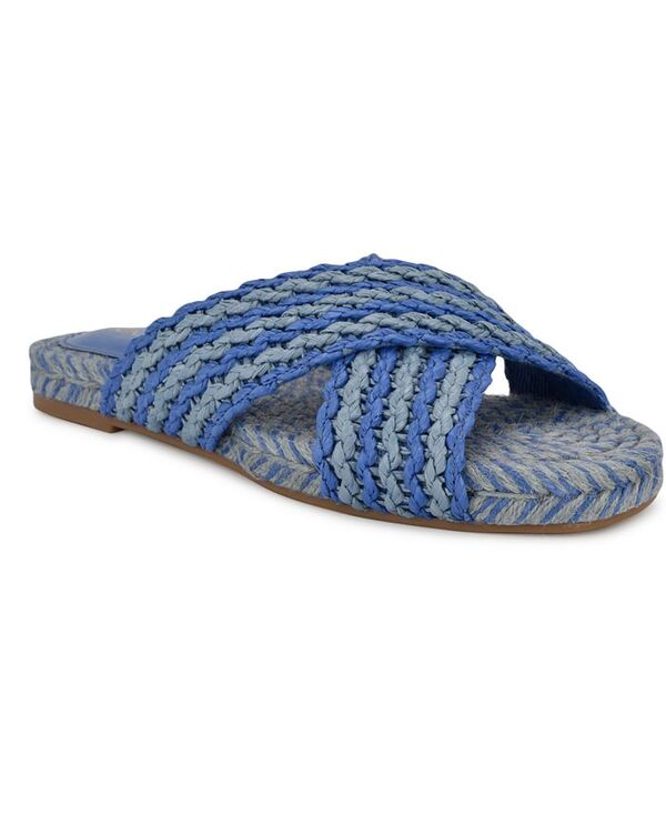 ナインウェスト レディース シューズ サンダル Nine West Women's Animay Woven Slip-On Flat Sandals Blue Multi ブルー