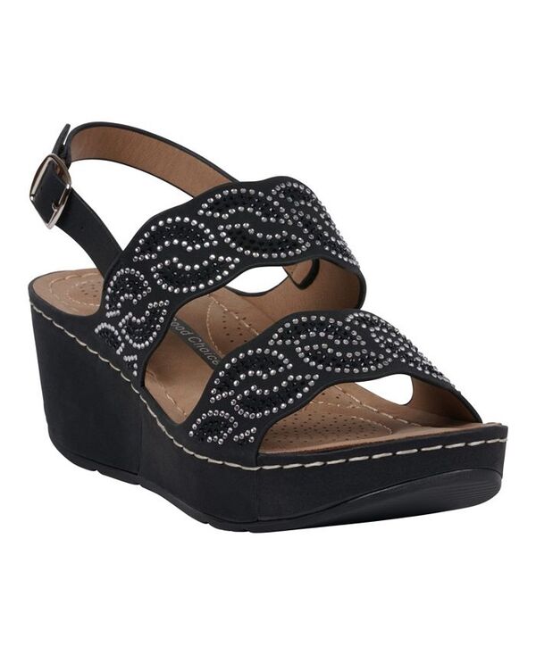 ジーシーシューズ レディース シューズ サンダル GC Shoes Women's Alexia Embellished Wedge Sandals Black ブラック