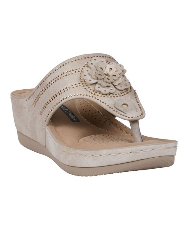 ジーシーシューズ レディース シューズ サンダル フラワー柄 フラワー GC Shoes Women's Cora Embellished Floral Wedge Sandals Light Gold ゴールド 13,855円