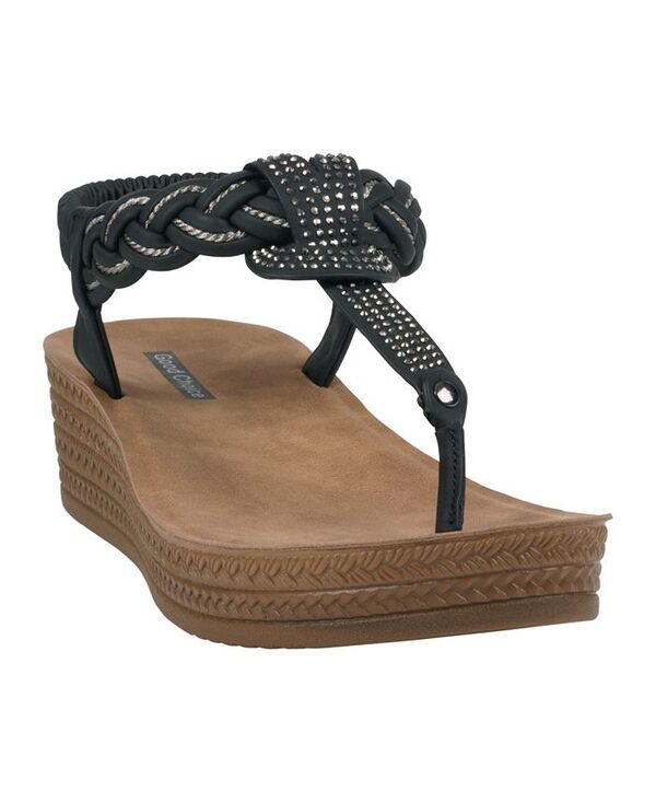 ジーシーシューズ レディース シューズ サンダル GC Shoes Women's Ivana Embellished T Strap Wedge Sandals Black ブラック