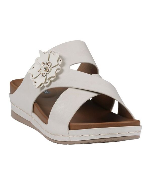 ジーシーシューズ レディース シューズ サンダル GC Shoes Women's Nessie Flower Wedge Sandals White ホワイト