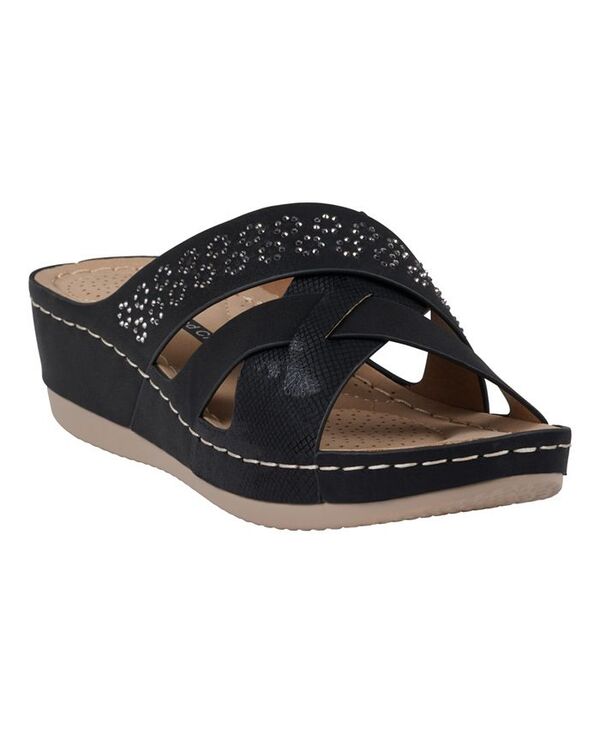 ジーシーシューズ レディース シューズ サンダル GC Shoes Women's Soraya Strappy Wedge Sandals Black ブラック｜ReVida 店