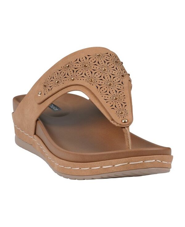 ジーシーシューズ レディース シューズ サンダル GC Shoes Women's Tani Thong Wedge Sandals Tan タン