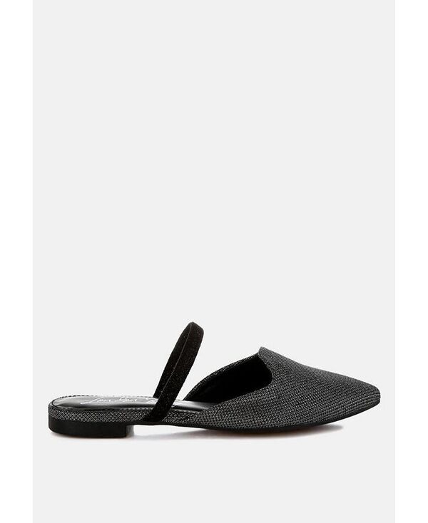 ロンドンラグ レディース シューズ サンダル レザー フェイクレザー London Rag Twiggy Glitter Faux Leather Flat Mules Black ブラック|ReVida 店