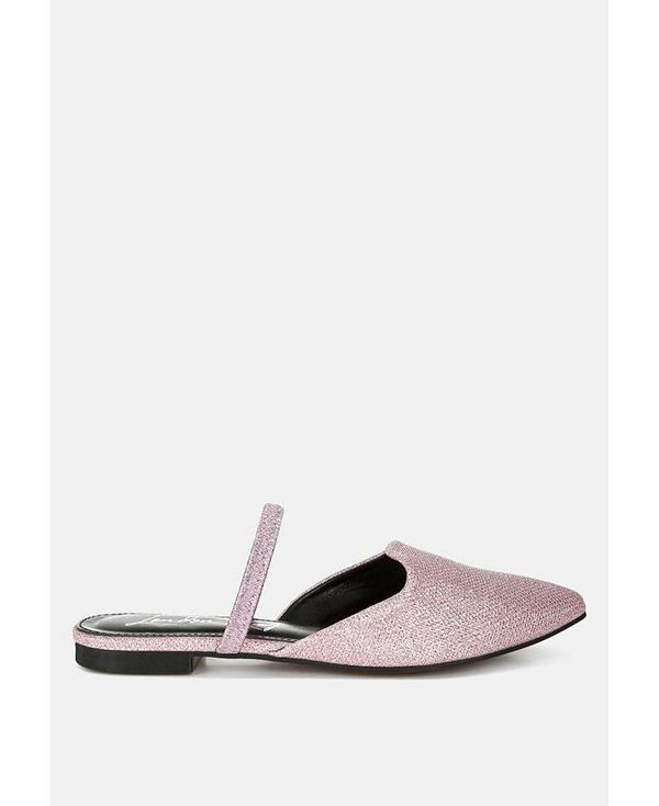 ロンドンラグ レディース シューズ サンダル レザー フェイクレザー London Rag Twiggy Glitter Faux Leather Flat Mules Pink ピンク