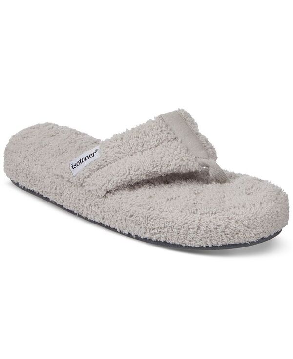 アイソトナー レディース シューズ サンダル プラスサイズ Isotoner Signature Women's Joey Cozy Plush Thong Slippers Light Grey グレー