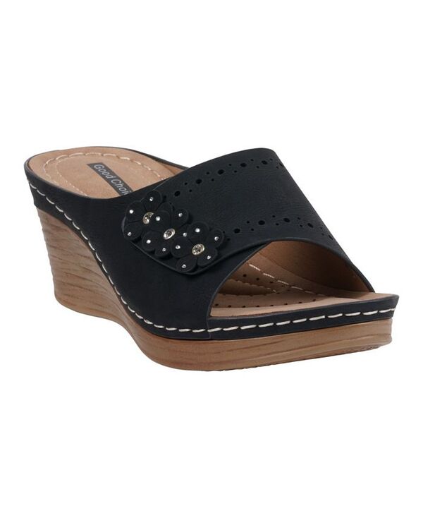 ジーシーシューズ レディース シューズ サンダル フラワー柄 フラワー GC Shoes Women's Vega Floral Wedge Sandals Black ブラック