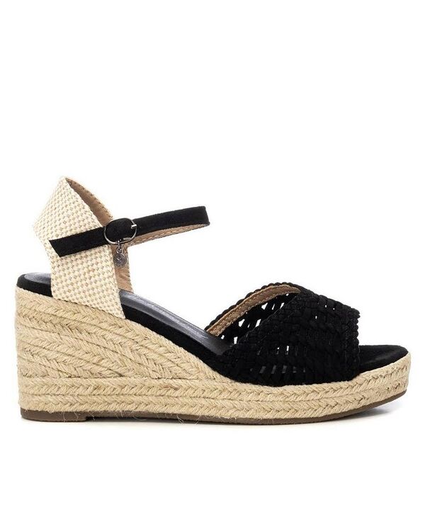 キシタイ レディース シューズ サンダル Women's Raffia Wedge Sandals By XTI Black ブラック
