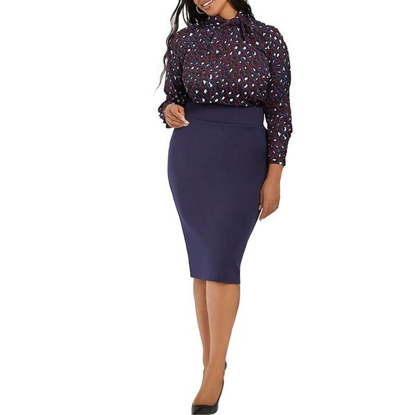 エロクイ レディース ボトムス スカート プラスサイズ ELOQUII Plus Size Neoprene Pencil Skirt Ocean cavern｜ReVida 店