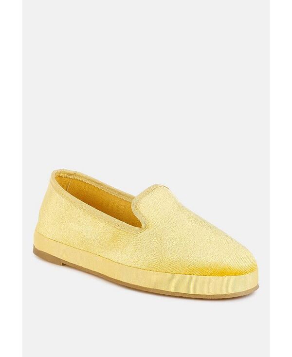 ロンドンラグ レディース シューズ パンプス ベルベット ローファー London Rag Saba Velvet Round Toe Slip-On Loafers Light yellow イエロー