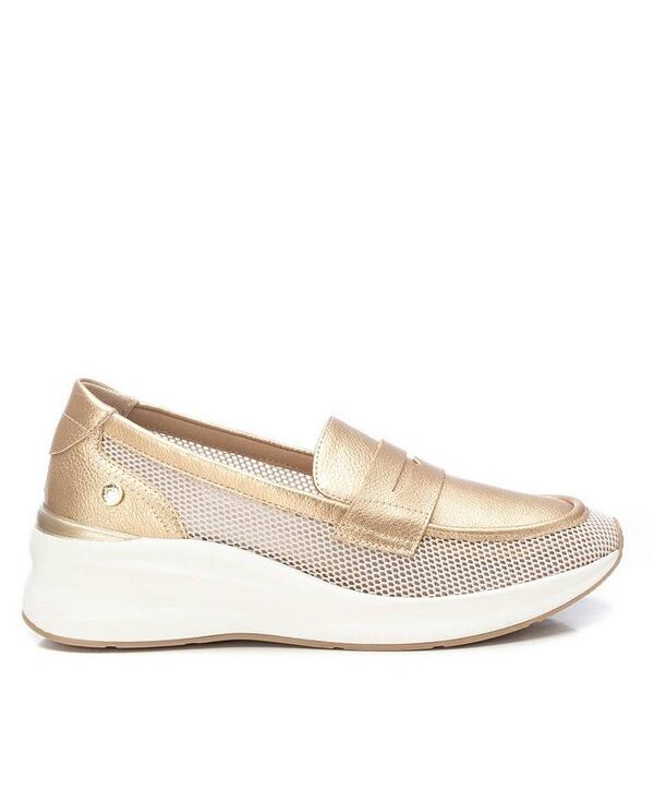 キシタイ王国 レディース シューズ パンプス メッシュ 置き目毛革 Women\u0027s Mesh Loafers By XTI Gold ゴールド