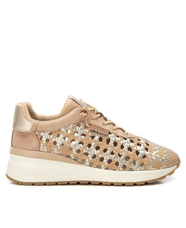 キシタイ レディース シューズ スニーカー レザー Carmela Leather Women's Braided Sneakers By XTI Beige ベージュ|ReVida 店