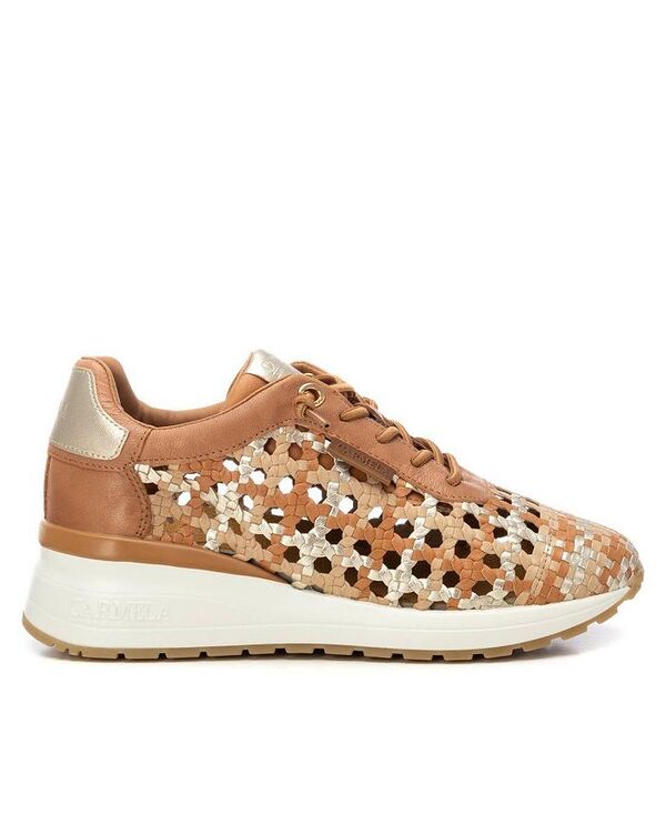 キシ五分五分 レディース シューズ スニーカー なめし革 Carmela Leather Women\u0027s Braided Sneakers By XTI Camel 駱駝