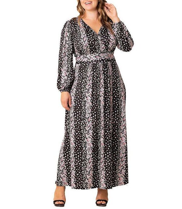 キヨナ レディース トップス ワンピース マキシワンピース プラスサイズ マキシ Kiyonna Plus Size Kelsey Long Sleeve Maxi Dress Nightshade floral falls