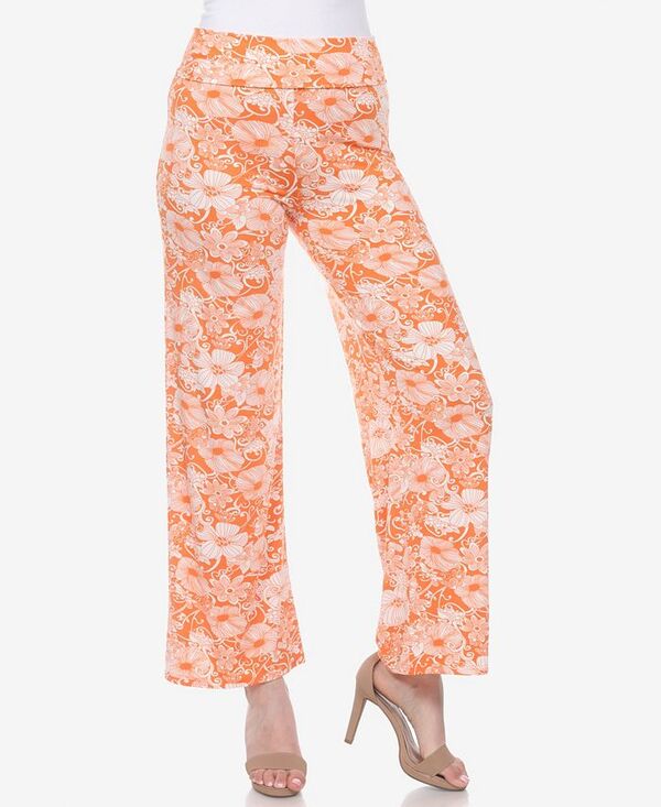 ホワイトマーク レディース ボトムス カジュアルパンツ ワイドレッグ フラワー柄 プリント パンツ フラワー White Mark Women's Floral Print Wide Leg Palazzo Pants Orange オレンジ｜ReVida 店