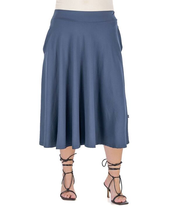 24 セブンコンフォート レディース ボトムス スカート プラスサイズ プリーツ ミディ 24seven Comfort Apparel Plus Size Elastic Waist Pleated Pocket Midi Skirt Gray グレー|ReVida 店