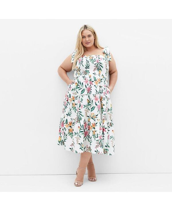 シティーシック レディース トップス ワンピース ミディワンピース プラスサイズ プリント ミディ CITY CHIC Plus Size Haven Print Midi Dress Island fl|ReVida 店
