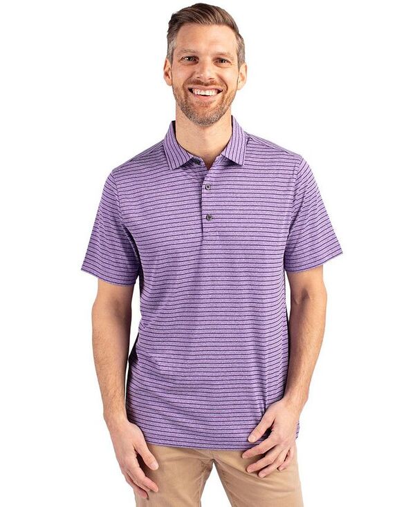 カッターアンドバック メンズ トップス ポロシャツ Cutter & Buck Forge Eco Heather Stripe Stretch Recycled Mens Polo College purple heather ヘザー|ReVida 店