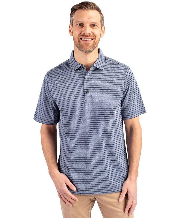 カッターアンドバック メンズ トップス ポロシャツ Cutter & Buck Forge Eco Heather Stripe Stretch Recycled Mens Polo Navy blue heather ヘザー｜ReVida 店