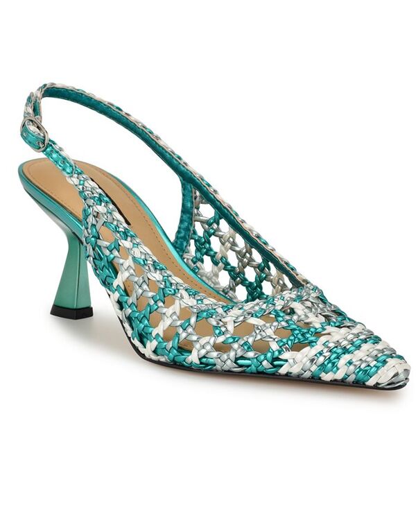 ナインウェスト レディース シューズ パンプス ヒール Nine West Women's Madalene Woven Slingback Kitten Heel Pumps Green Metallic Multi グリーン