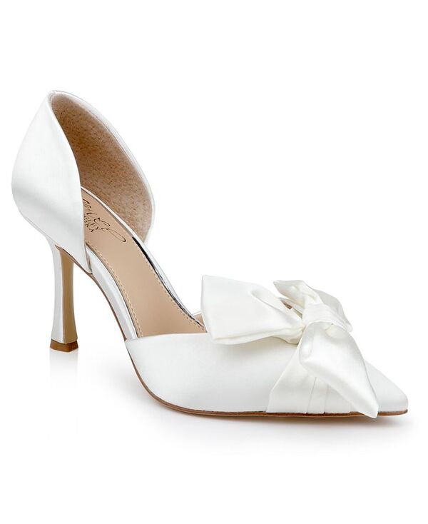 ジュウェルダグレイミシュカ レディース シューズ パンプス Jewel Badgley Mischka Women's Sidney Slip On Evening Bow Pumps Ivory Satin アイボリー｜ReVida 店 17,136円