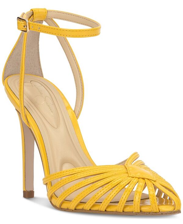 ジェシカシンプソン レディース シューズ パンプス Jessica Simpson Women's Paveri Huarache Strappy Stiletto Pumps Golden Lemon Patent