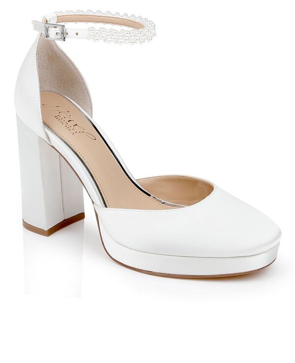 ジュウェルダグレイミシュカ レディース シューズ パンプス ヒール Jewel Badgley Mischka Women Noble Bridal Block Heel Pumps Ivory Satin アイボリー