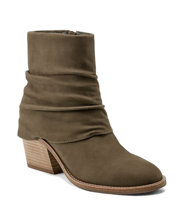 アース レディース シューズ ブーツ・レインブーツ ギャザー ブーツ ヒール Earth Women's Savvy Ruched Block Heel Boots Olive Leather オリーブ