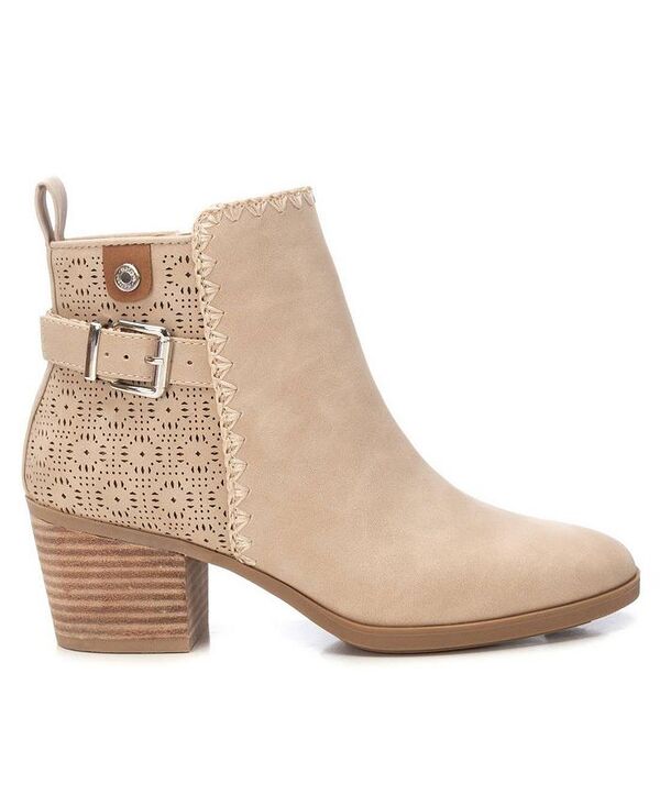 キシタイ レディース シューズ ブーツ・レインブーツ Refresh Women's Fashion Italian Design Booties with Side Zipper by Xti Beige ベージュ