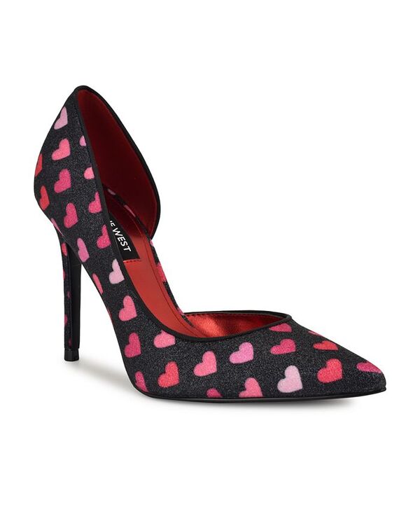 ナインウェスト レディース シューズ パンプス Nine West Women's Folowe Glitter D'Orsay Stiletto Pumps Black Glitter Heart Print ブラック
