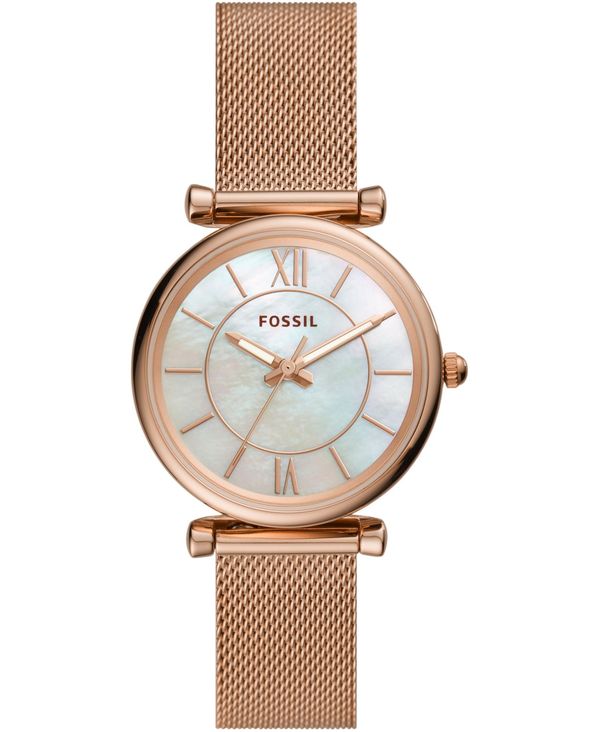 新版 フォッシル レディース 腕時計 アクセサリー Women S Carlie Rose Gold Tone Stainless Steel Mesh Bracelet Watch 35mm Rose Gold 交換無料 Cojac Com Br