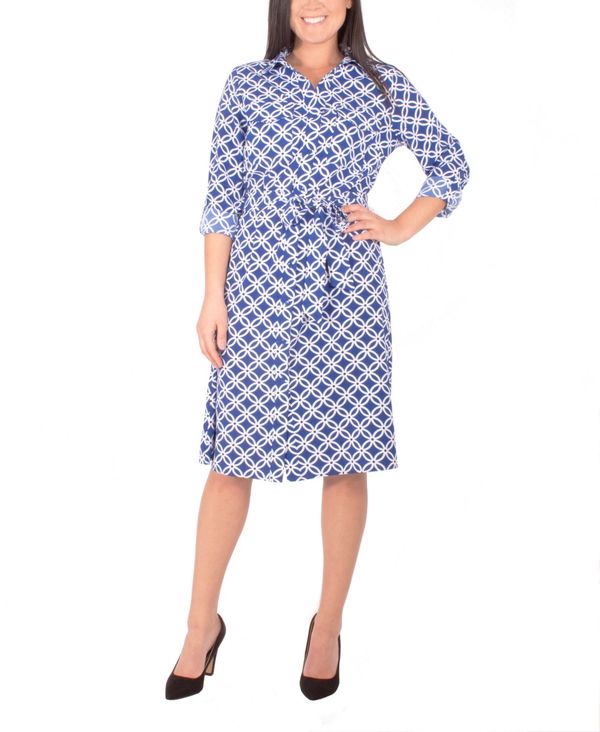 人気が高い 楽天市場 ニューヨークコレクション レディース ワンピース トップス Women S 3 4 Sleeve Roll Tab Shirtdress With Belt Cobalt Iconic Revida 楽天市場店 最新情報 Inquiport Net