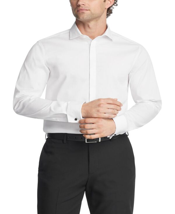 カルバンクライン メンズ トップス シャツ スリムフィット Tシャツ Calvin Klein Steel Men's Dress Shirt Regular & Slim Fit WHITE ホワイト