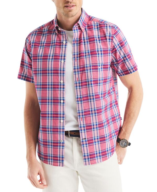 ナウティカ メンズ トップス シャツ ダウン Nautica Men's Classic-Fit Plaid Button-Down Shirt Deep Fuschia フューシャ