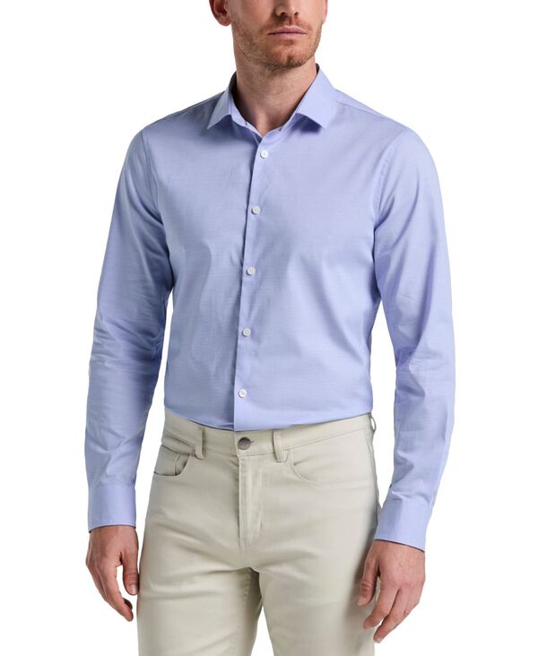 ペリーエリス メンズ トップス シャツ スリムフィット コットン Perry Ellis Men's Slim Fit Long Sleeve Button-Front Dobby Cotton Shirt Vista Blue ブルー
