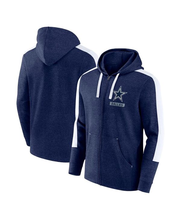 ファナティクス メンズ アウター パーカー・スウェット パーカー Fanatics Men's Heather Navy White Dallas Cowboys Gains Full-Zip Hoodie Heather Navy White ホワイト