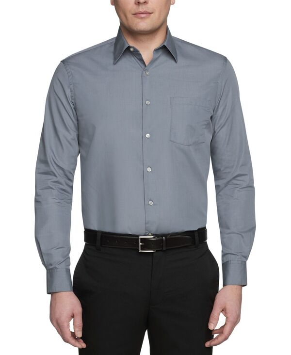 ヴァンハウセン メンズ トップス シャツ Van Heusen Men's Poplin Dress Shirt Classic & Athletic Fit Grey グレー