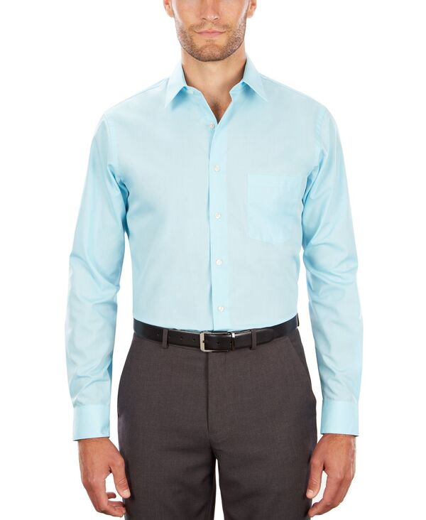 ヴァンハウセン メンズ トップス シャツ Van Heusen Men's Poplin Dress Shirt Classic & Athletic Fit Mist|ReVida 店