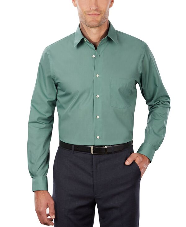 ヴァンハウセン メンズ トップス シャツ Van Heusen Men's Poplin Dress Shirt Classic & Athletic Fit Ocean Mist|ReVida 店