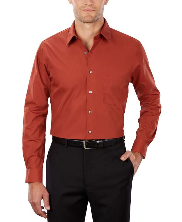 ヴァンハウセン メンズ トップス シャツ Van Heusen Men's Poplin Dress Shirt Classic & Athletic Fit Persimmon