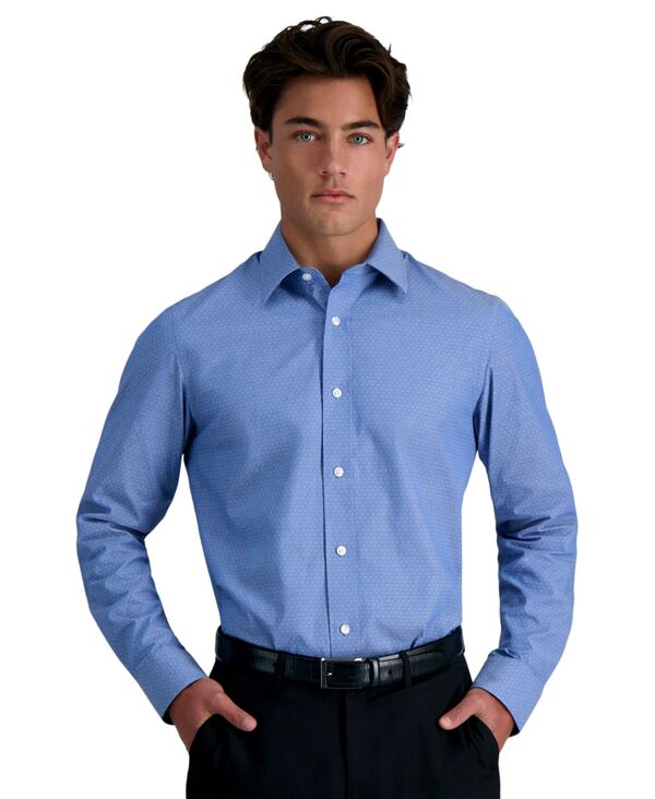 ハガー メンズ トップス シャツ スリムフィット Haggar Men's Premium Comfort Dress Shirt Classic & Slim Fit Mini Blue Dobby ブルー