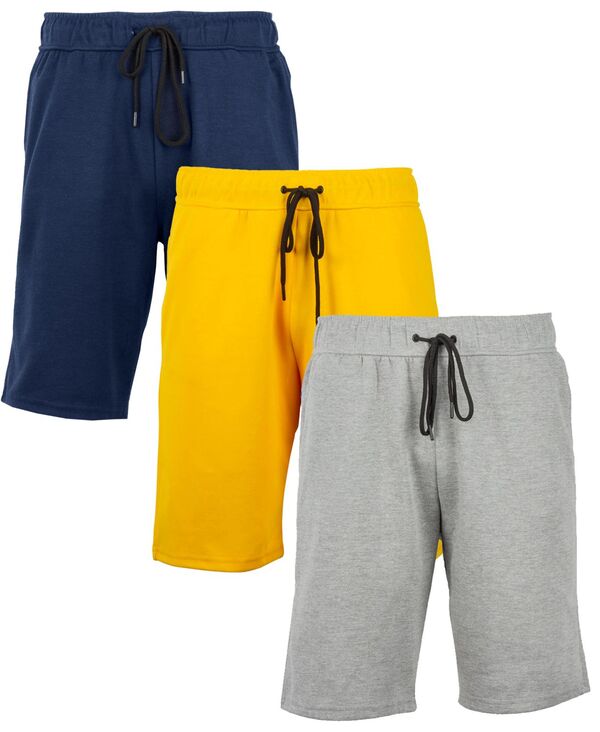 ギャラクシーバイハルビック メンズ ボトムス ハーフパンツ・ショーツ ショートパンツ フリース Galaxy By Harvic Men's 3-Pack Tech Fleece Performance With Heat Seal Zipper Pocket Shorts Navy Gold Heather gray グレー｜ReVida 店